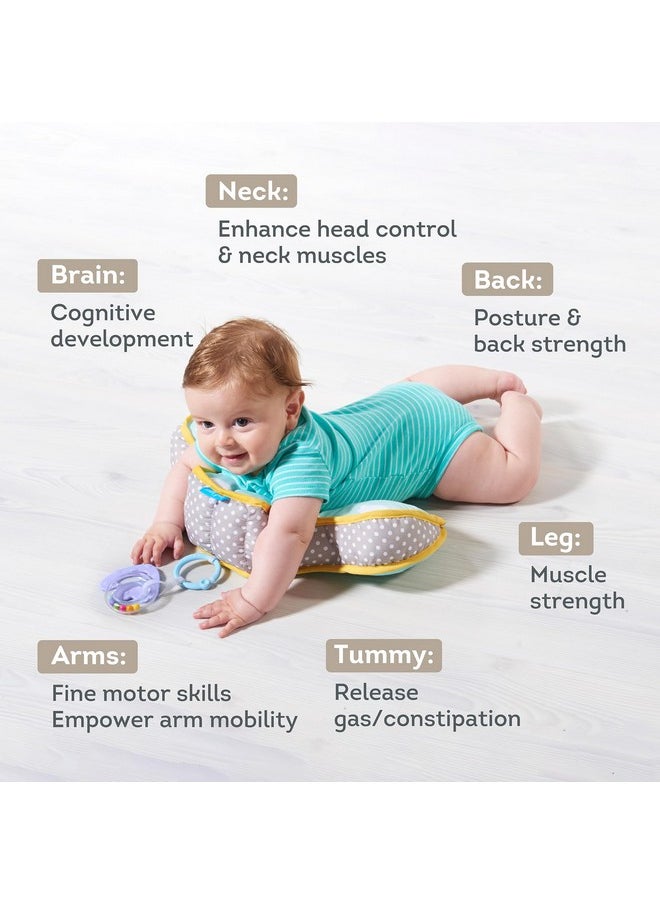 Baby Tummy Time Pillow | Perfect For 2-6 Months Old Babies, Enables Easier Development & Easier Parenting, Natural Developmental, Comfortable Tummy Time, Ergonomic Design, Detachable Toys