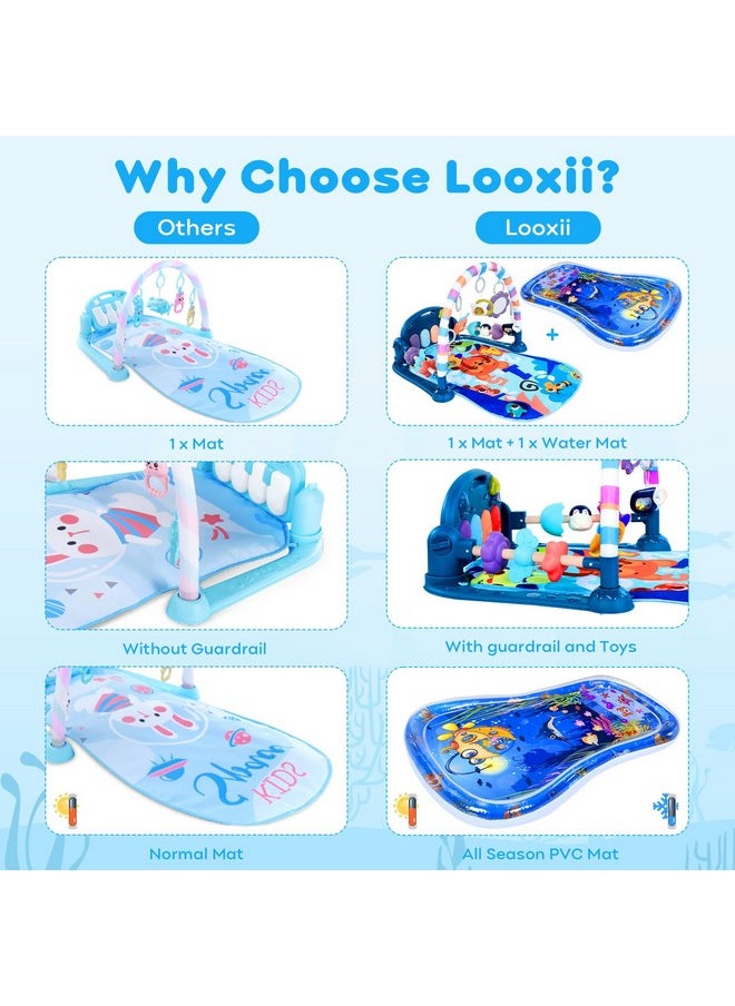 Baby Play Gym With Tummy Time Water Play Mat, 2 In 1 Baby Activity Gym With Music And Lights, Kick And Play Piano Gym For Baby Newborn Infants Toys 0 3 6 12 Months Girl & Boy