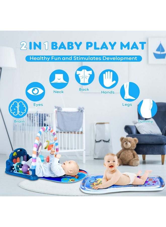 Baby Play Gym With Tummy Time Water Play Mat, 2 In 1 Baby Activity Gym With Music And Lights, Kick And Play Piano Gym For Baby Newborn Infants Toys 0 3 6 12 Months Girl & Boy