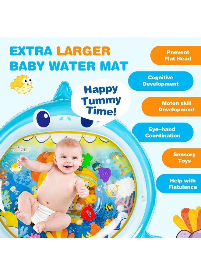 Extra Large Tummy Time Water Mat For Babies 0-6-12 Months, Tummy Time Infant Sensory Toys For Baby 0-3-6 Months, Baby Play Mat Activity Gym For Floor, Playmat For Baby Shower Gifts, Shark
