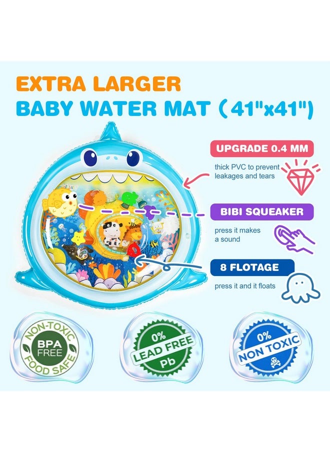 Extra Large Tummy Time Water Mat For Babies 0-6-12 Months, Tummy Time Infant Sensory Toys For Baby 0-3-6 Months, Baby Play Mat Activity Gym For Floor, Playmat For Baby Shower Gifts, Shark