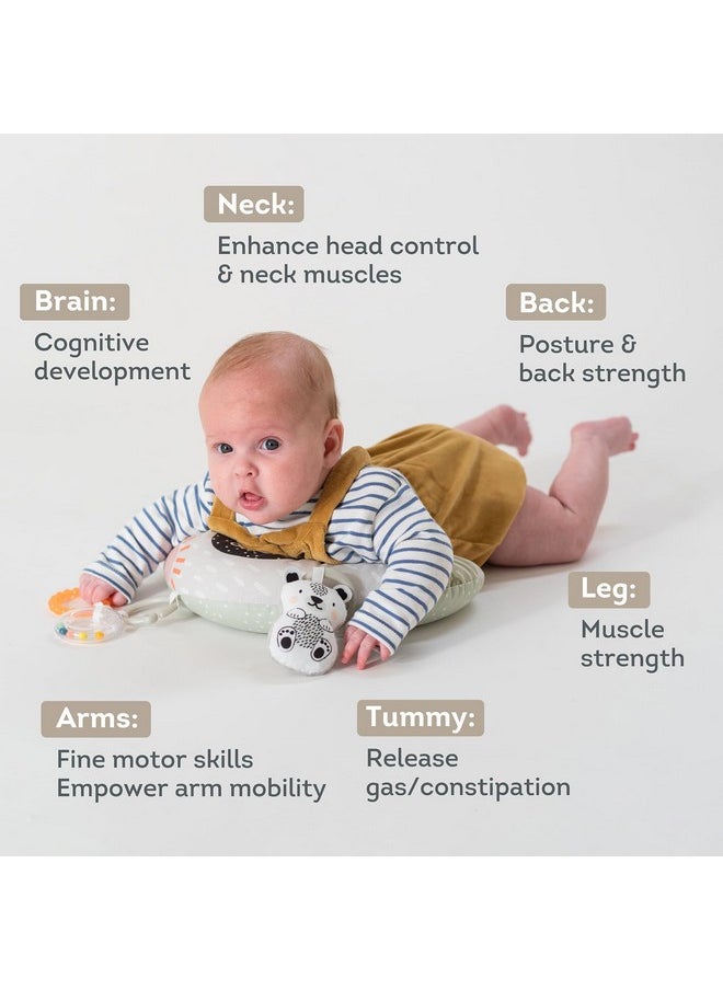 Ergonomic Tummy Time Pillow With Teether And Rattle - Soft And Supportive Baby Prop Pillow For Enhanced Motor Skills Development