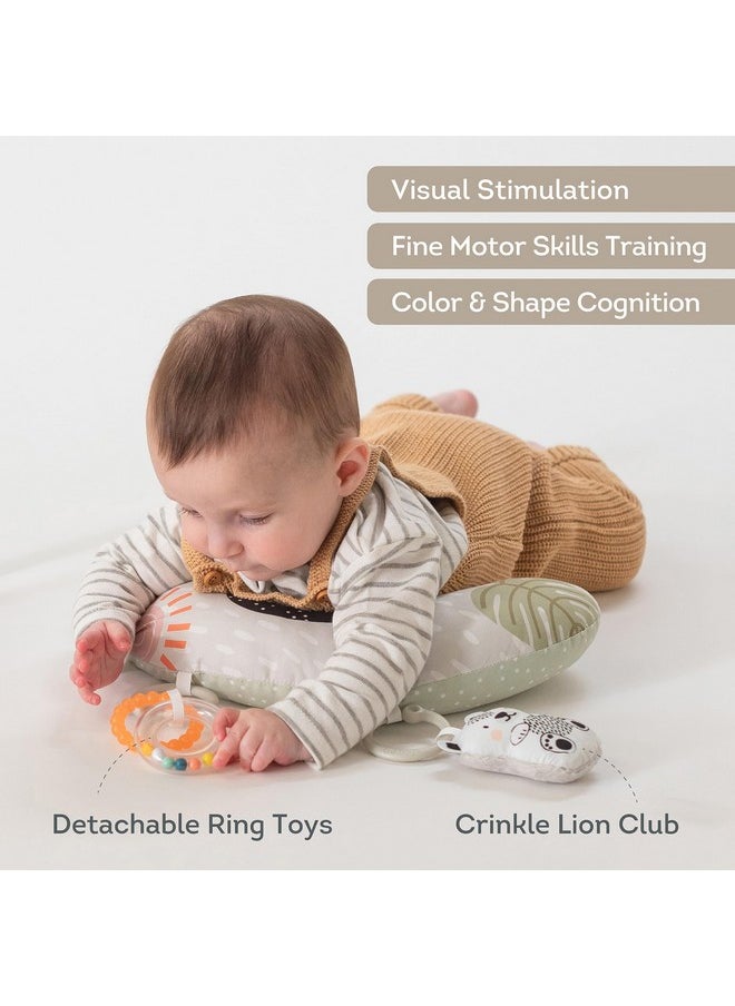 Ergonomic Tummy Time Pillow With Teether And Rattle - Soft And Supportive Baby Prop Pillow For Enhanced Motor Skills Development
