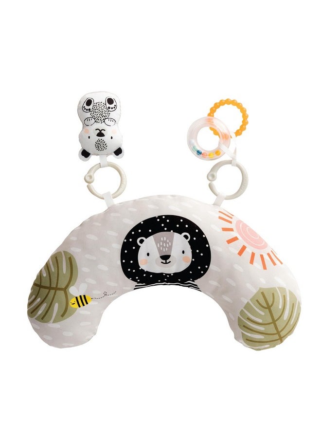 Ergonomic Tummy Time Pillow With Teether And Rattle - Soft And Supportive Baby Prop Pillow For Enhanced Motor Skills Development