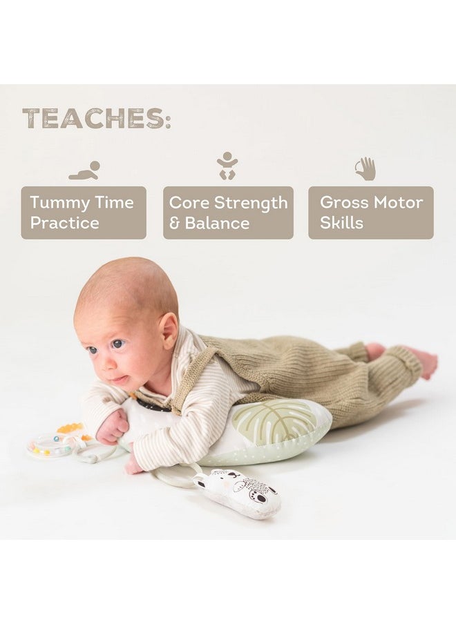 Ergonomic Tummy Time Pillow With Teether And Rattle - Soft And Supportive Baby Prop Pillow For Enhanced Motor Skills Development