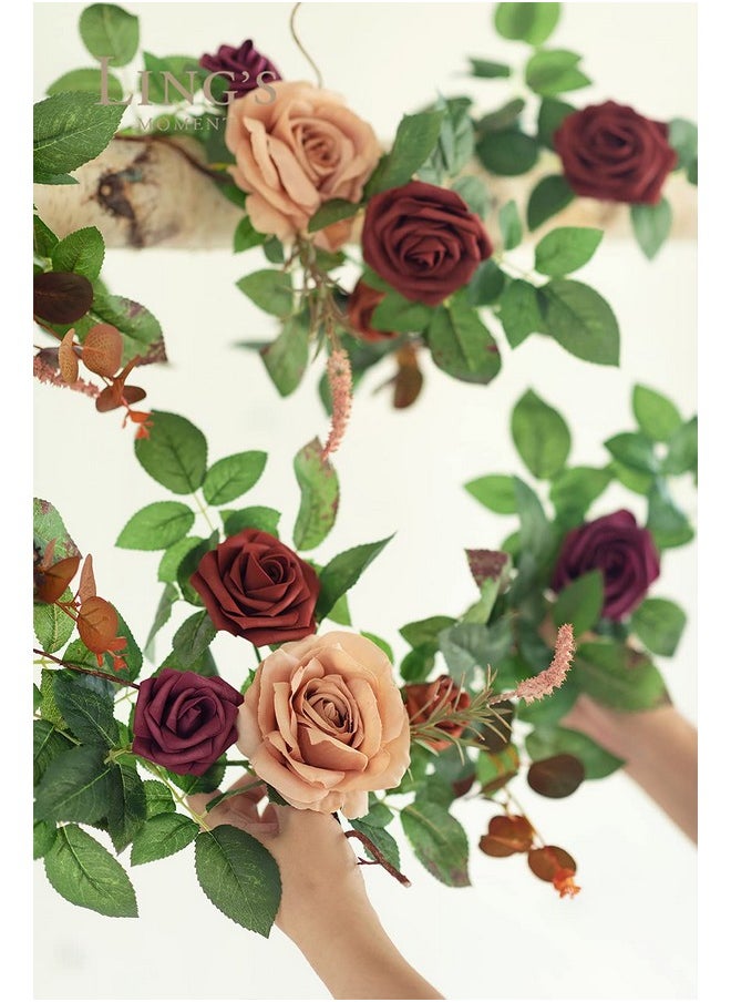 5Ft Terracotta Artificial Flower Garland Rose Eucalyptus Leaves Fall Floral Garland Burnt Orange Arch Flowers Vine For Wedding Party Backdrop Decor Mantel Table Centerpieces Decorations