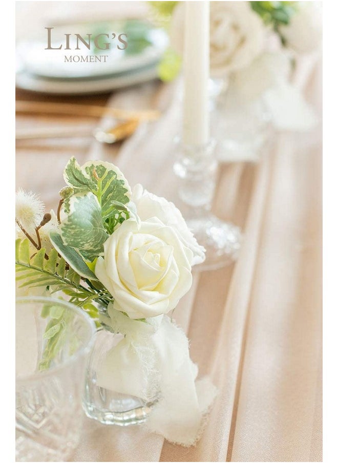 Artificial Flowers 50Pcs Ivory Roses Decor W/Stems,3