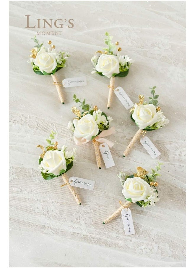 Artificial Flowers 50Pcs Ivory Roses Decor W/Stems,3