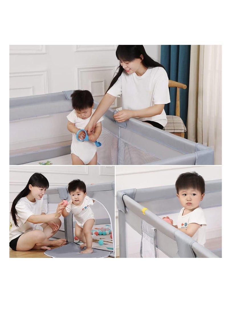 Baby Playpen Fence,Packable Portable Sturdy Extra Large Baby Safety Activity Center Playard With Gate, Breathable Mesh,150*180cm