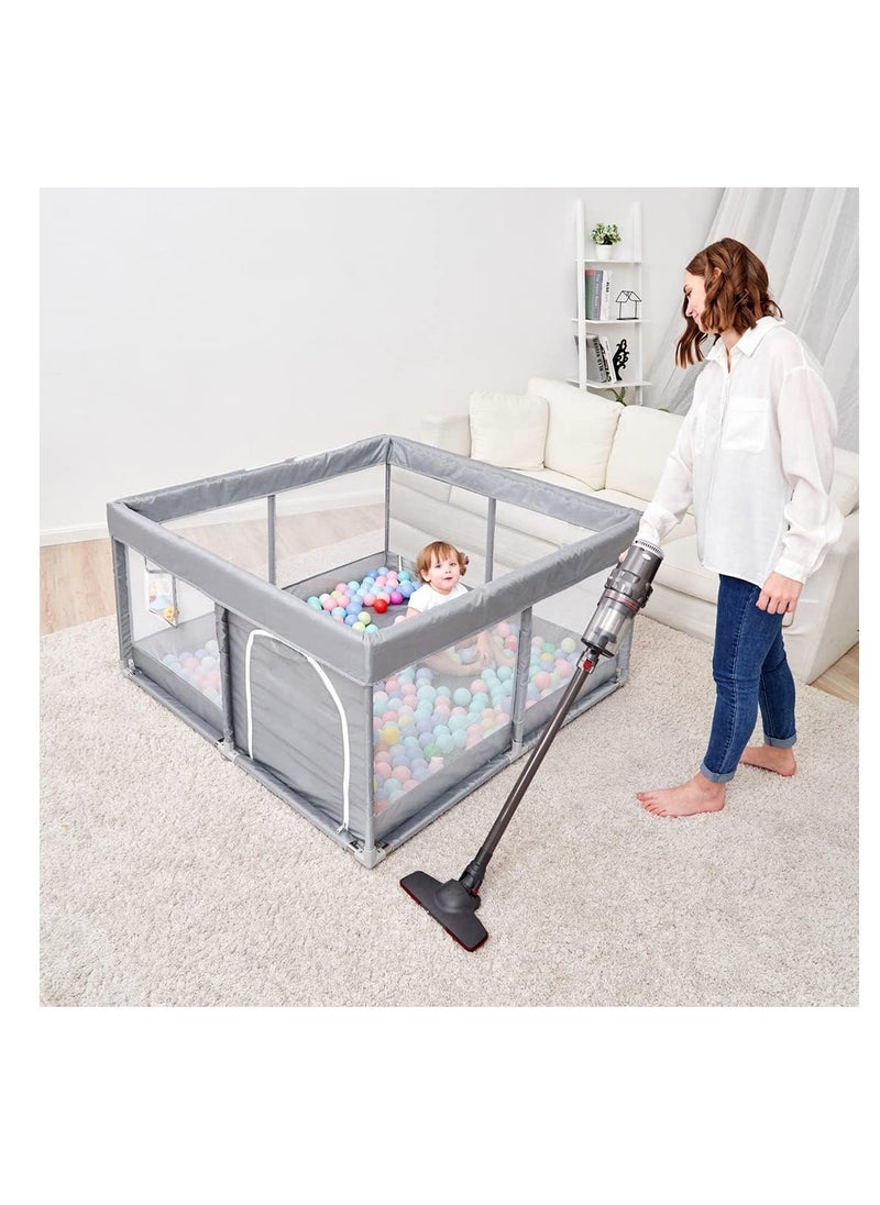 Baby Playpen Fence,Packable Portable Sturdy Extra Large Baby Safety Activity Center Playard With Gate, Breathable Mesh,150*180cm