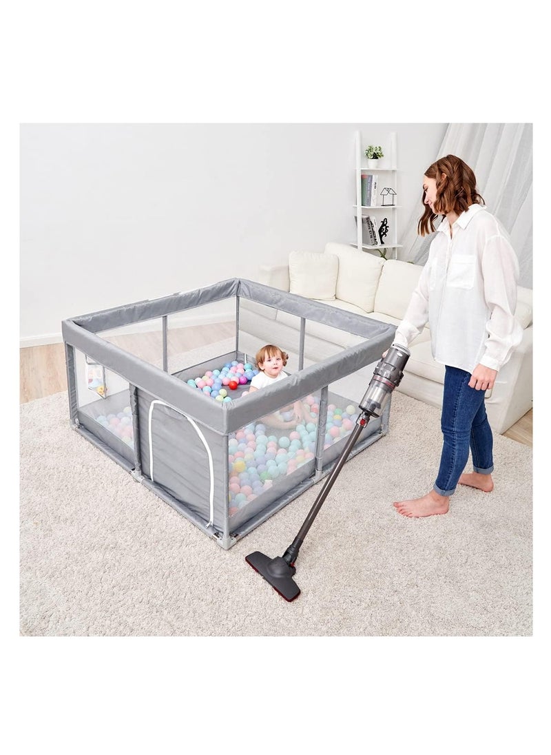 Baby Playpen Fence,Packable Portable Sturdy Extra Large Baby Safety Activity Center Playard With Gate, Breathable Mesh,200*180cm