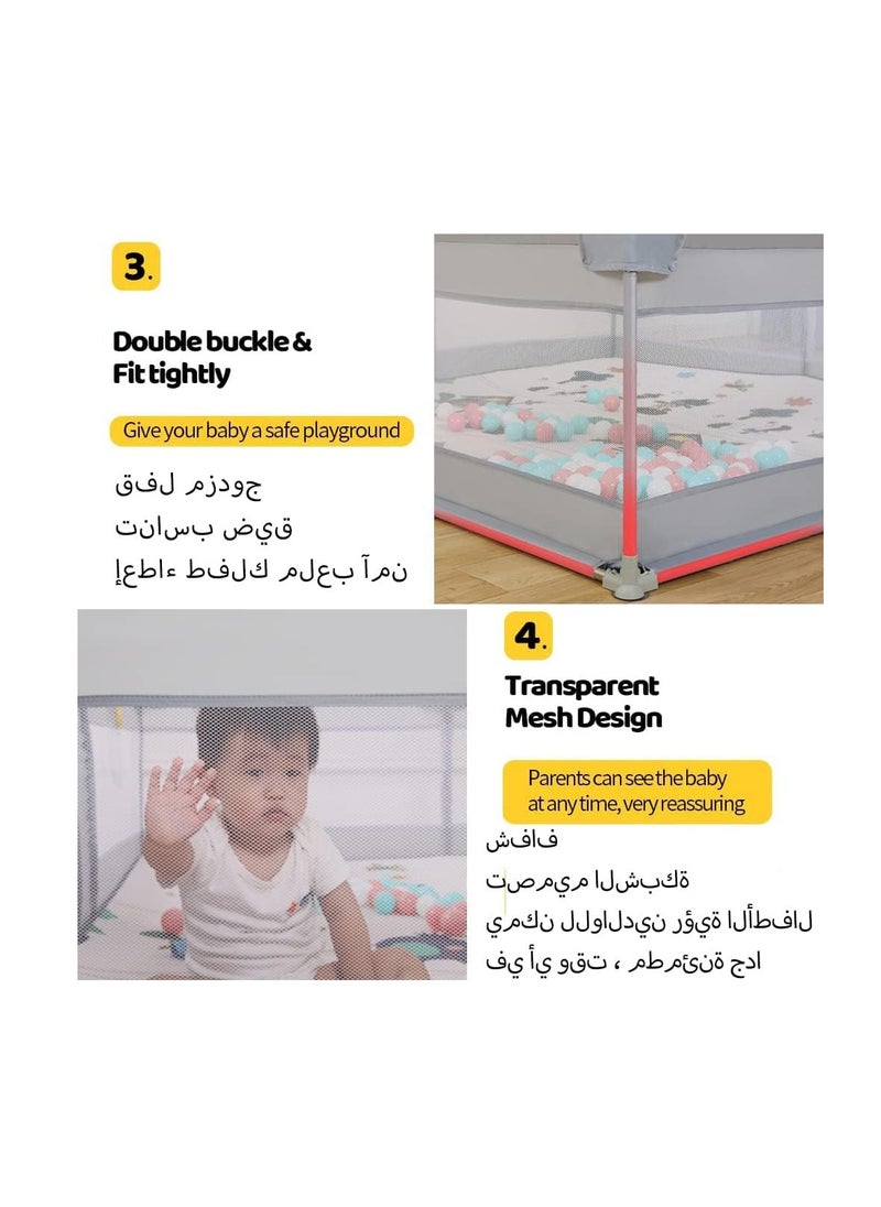 Baby Playpen Fence,Packable Portable Sturdy Extra Large Baby Safety Activity Center Playard With Gate, Breathable Mesh,200*180cm