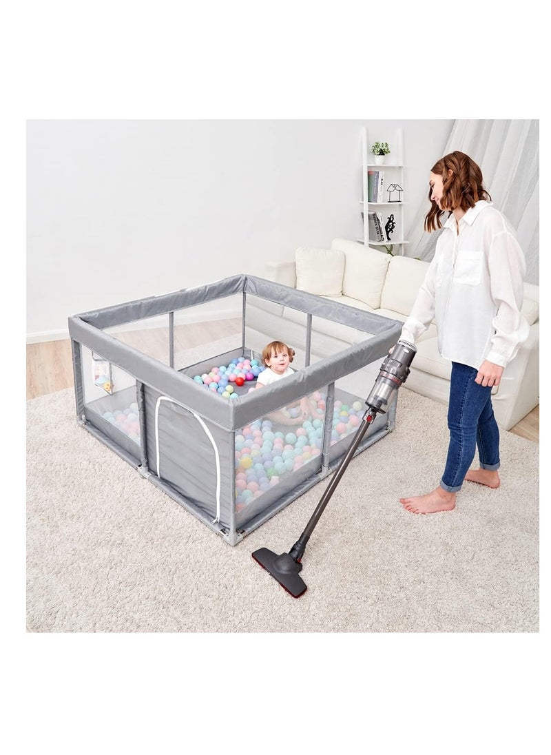 Baby Playpen Fence,Packable Portable Sturdy Extra Large Baby Safety Activity Center Playard With Gate, Breathable Mesh,127*127cm