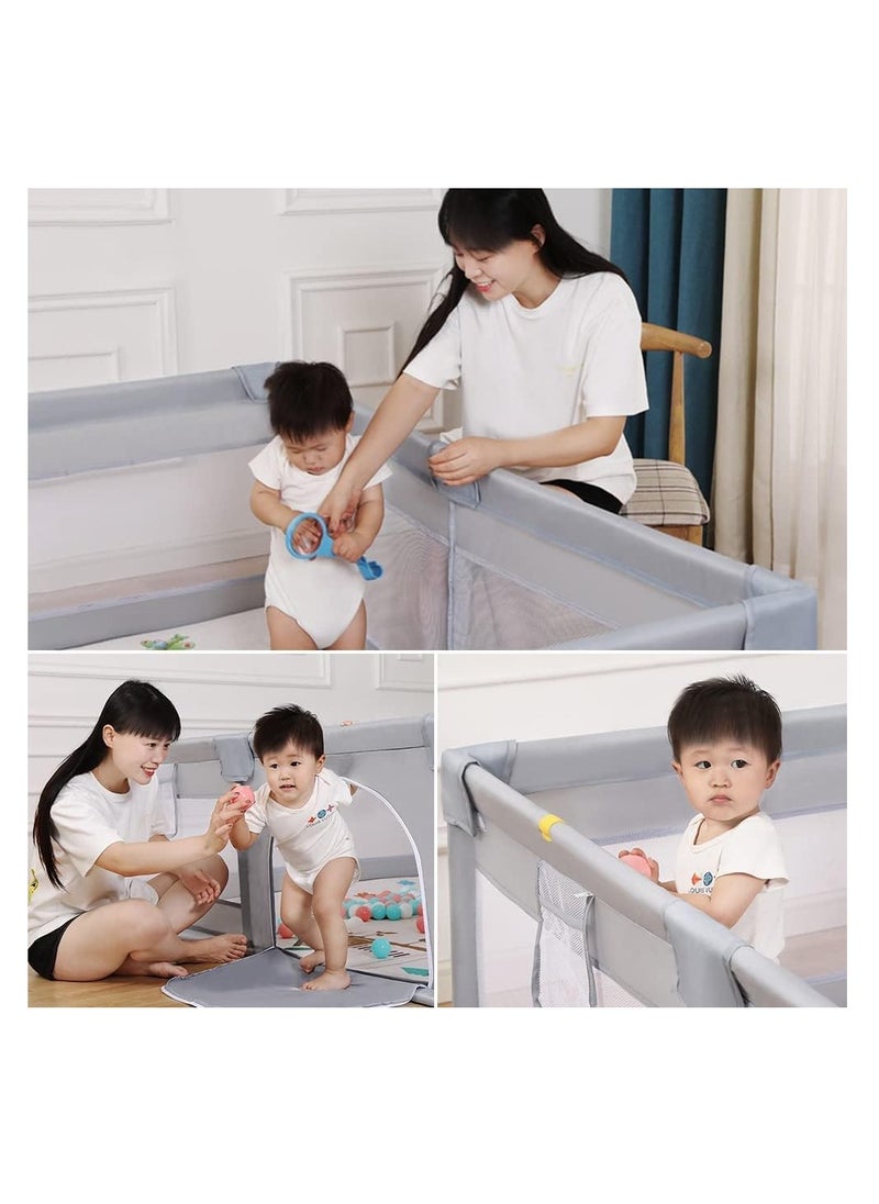 Baby Playpen Fence,Packable Portable Sturdy Extra Large Baby Safety Activity Center Playard With Gate, Breathable Mesh,127*127cm