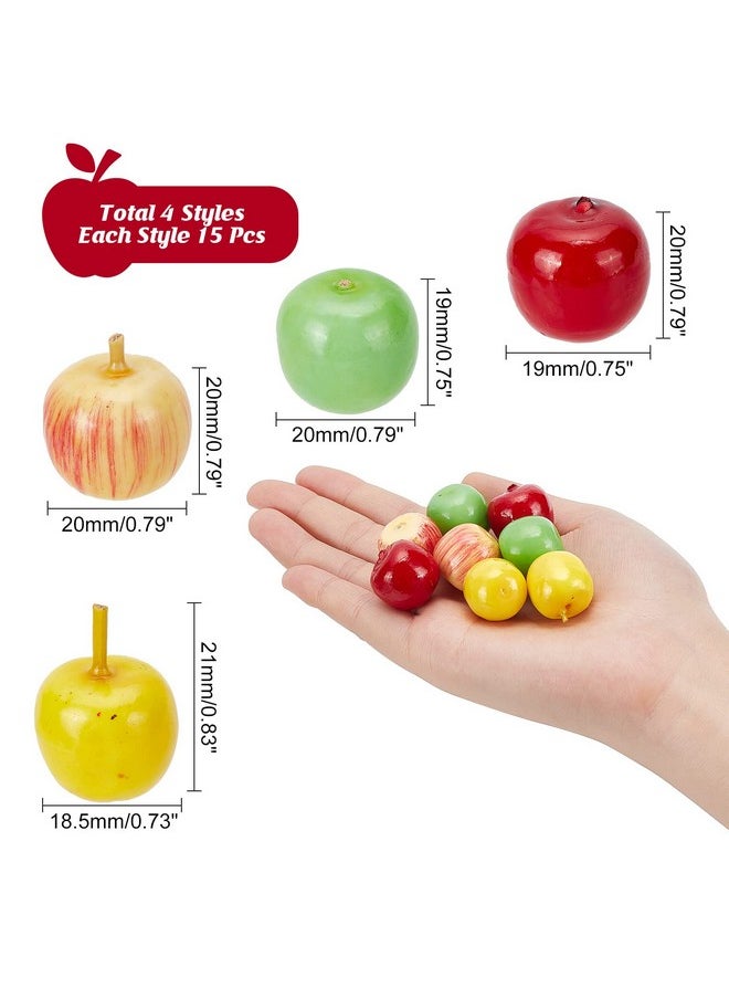 60Pcs 4 Styles Foam Fruit Artificial Mini Apple, Fake Apple For Home Kitchen Photography Party Decoration, 19-21Mm