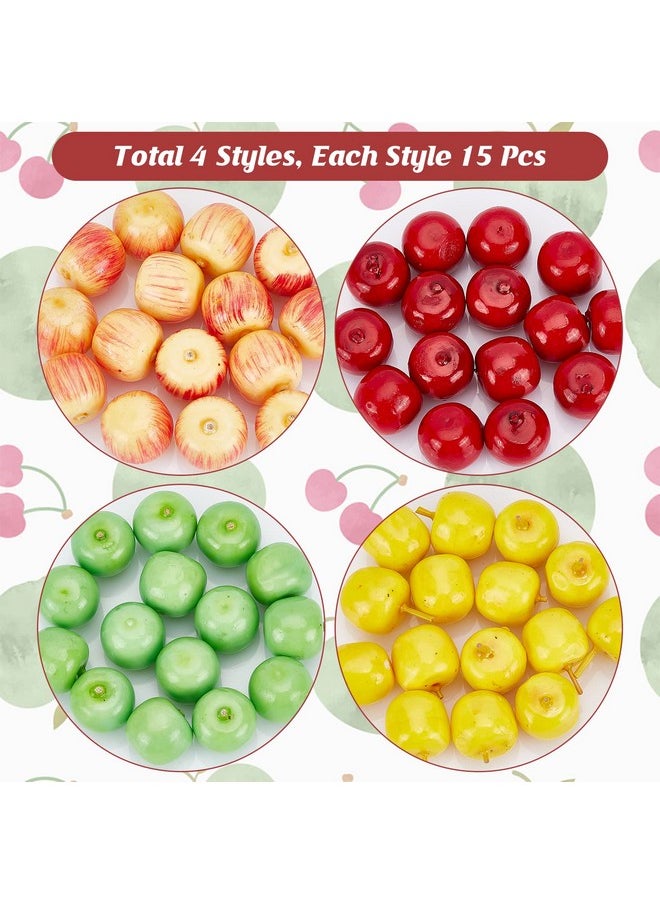 60Pcs 4 Styles Foam Fruit Artificial Mini Apple, Fake Apple For Home Kitchen Photography Party Decoration, 19-21Mm