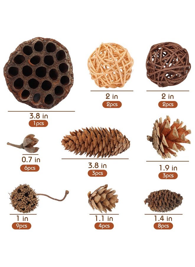 38Pcs Christmas Pine Cone Set, Artificial Acorns Berry Craft And Natural Pinecones Ornament Pine Picks Fake Fruit Decor Fall Decorating Kit