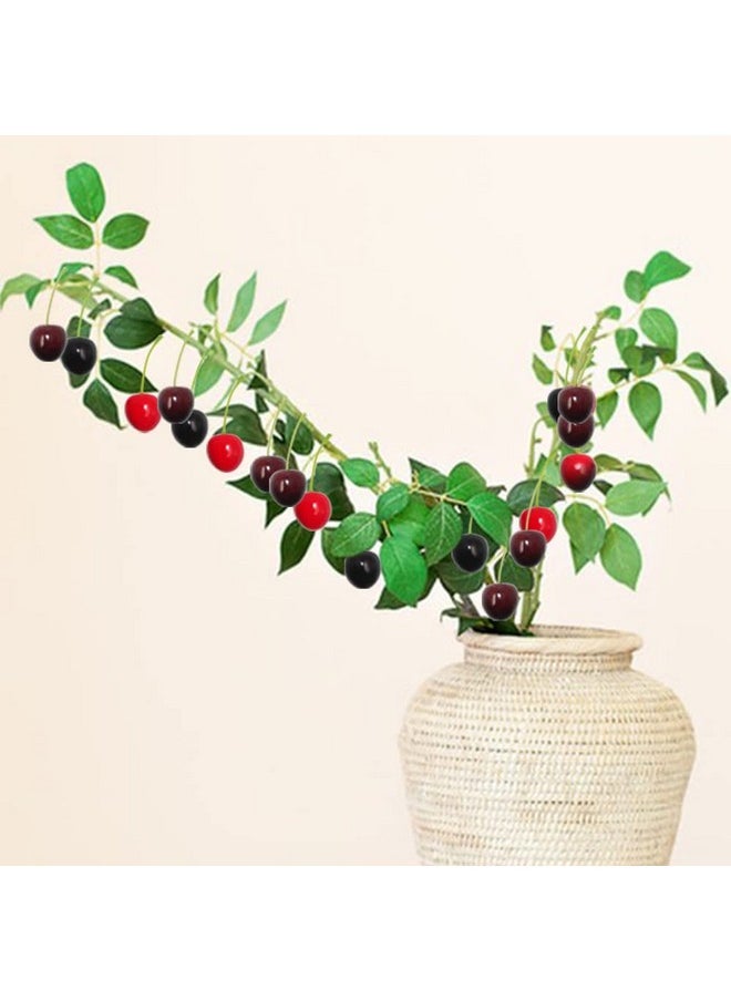 100 Pcs Cherry Fruit, 4 Colors Fake Cherries, Fake Fruit, Fruit Decor, Used For Furniture Decoration, Ornaments, Photo Props And Window Display