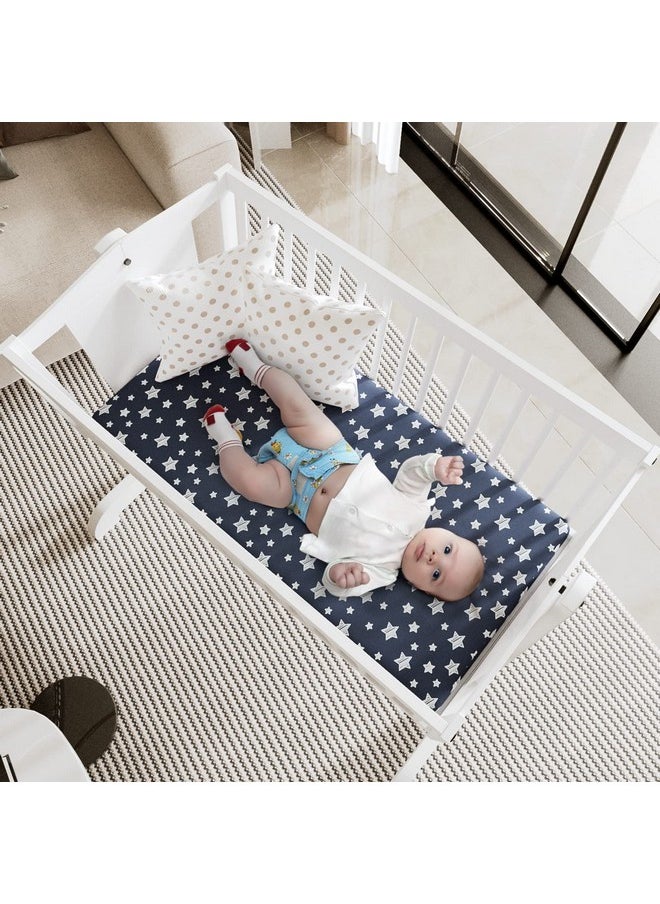 Bassinet Sheets Set 4 Pack For Baby Boy, Universal Fit For Oval, Hourglass And Rectangular Mattress, Navy