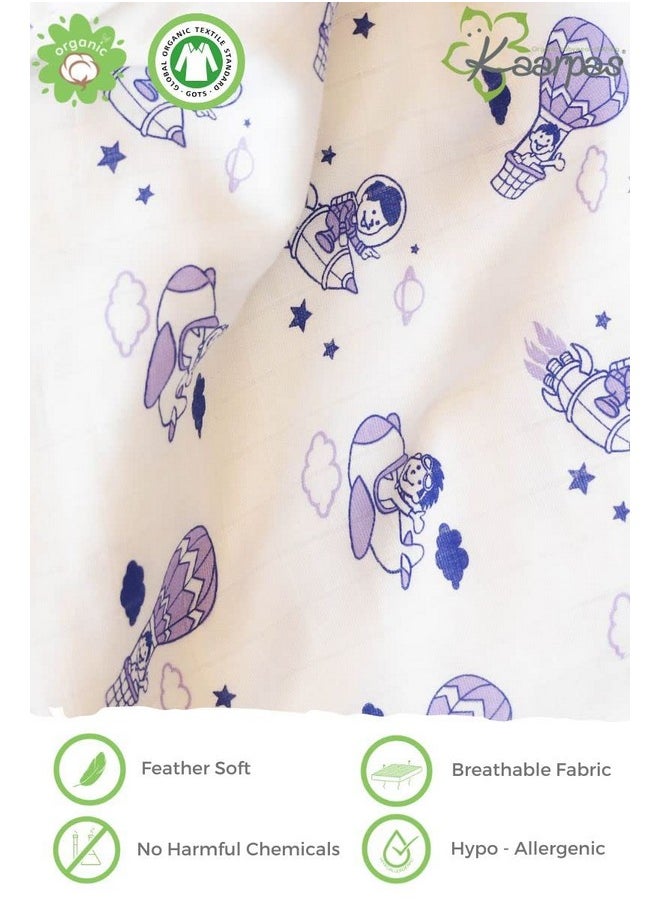 Newborn Baby Girl'S Infant Boy'S Super Soft Premium Pure Organic Cotton Comfortable Muslin Swaddle Receiving Blankets Wrapper Cloth Towel Stroller Cover Parachute Pack Of 1 Blue 100X100 Cm