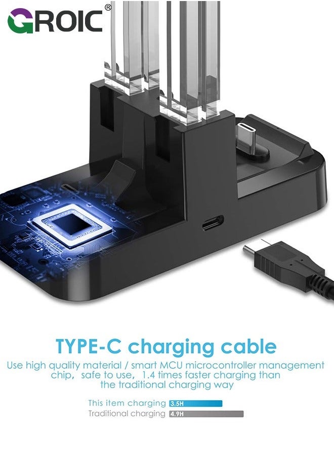 Controller Charger for Nintendo Switch Pro and Joy-con, 6 in 1 Charging Dock Stand Station with LED Indicator USB Type C Cable