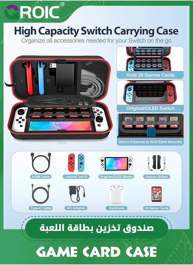 The Switch Case Compatible with Nintendo & OLED, Carry Bag for AC Adapter and Joy-Pad, Protective Portable Travel OLED Carrying Games Accessories