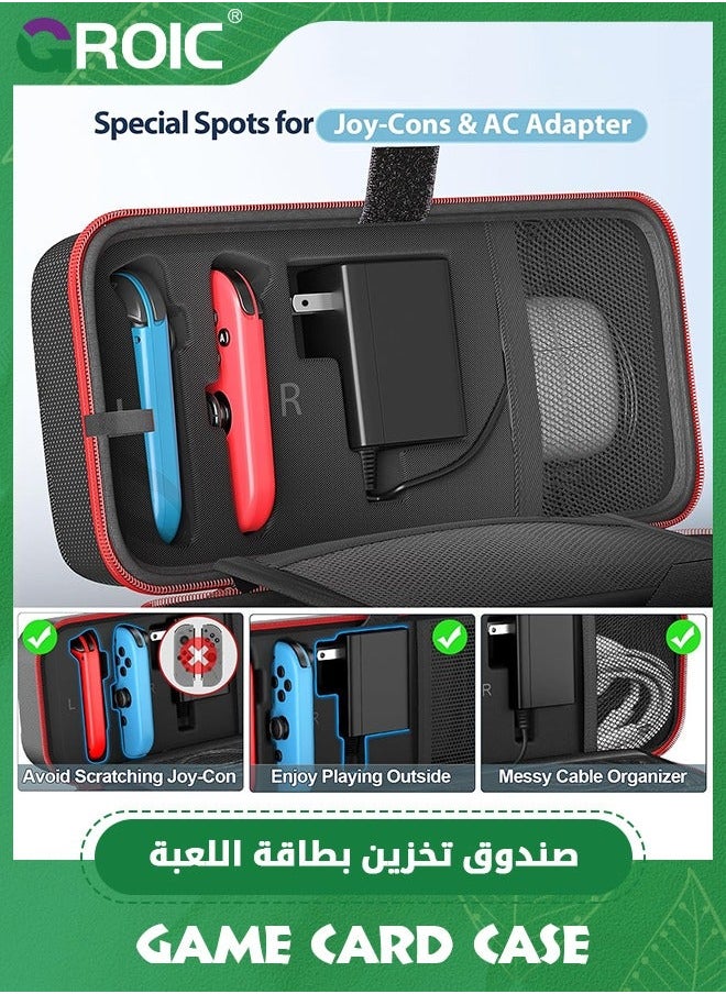 The Switch Case Compatible with Nintendo & OLED, Carry Bag for AC Adapter and Joy-Pad, Protective Portable Travel OLED Carrying Games Accessories