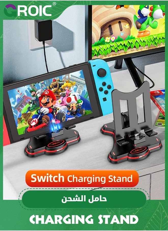 Switch Charger Stand for Nintendo Charging Dock Station Accessories Lite/OLED Portable Djustable with USB Type-C Port Plug and Play