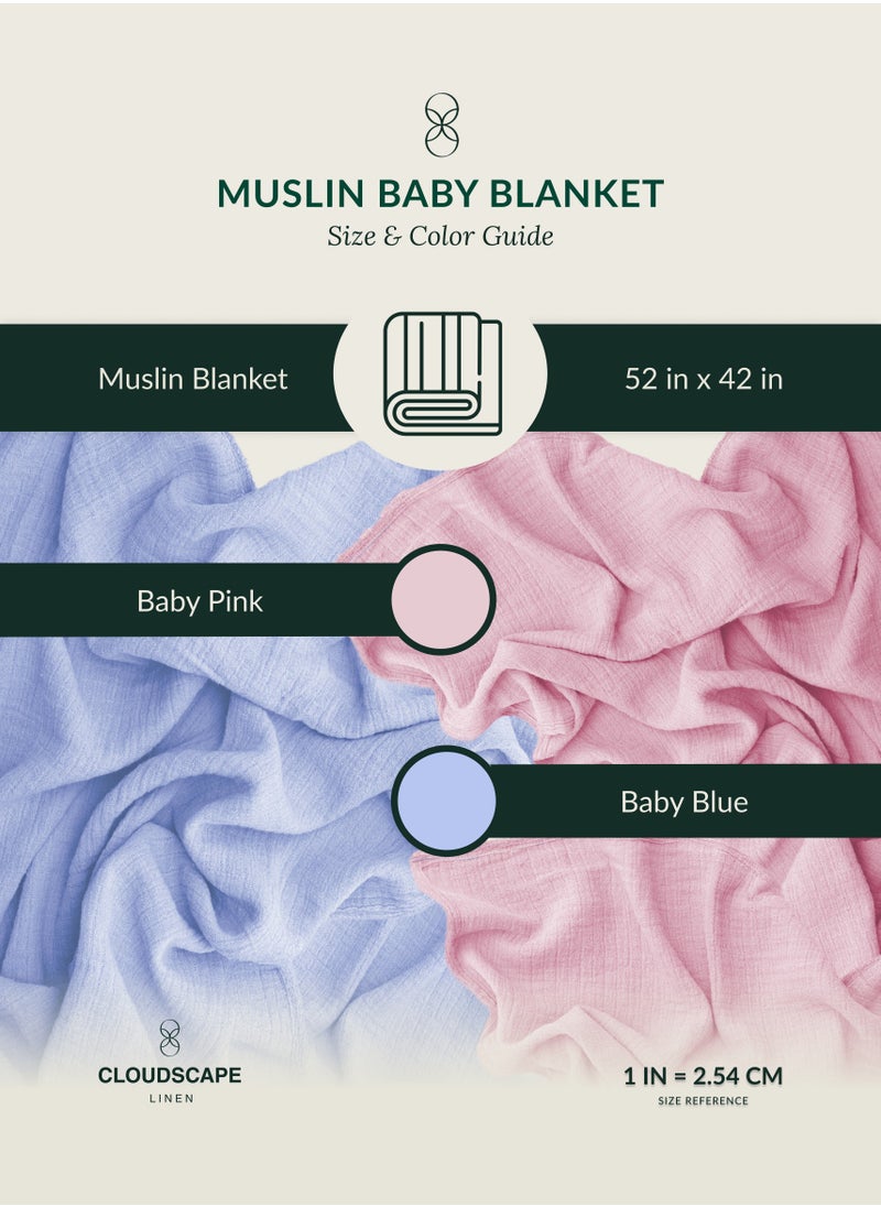 Soft 4 Layer Baby Muslin Blanket Baby Blue | Ultra Soft and Lightweight | Versatile for multiple use | (Size 52