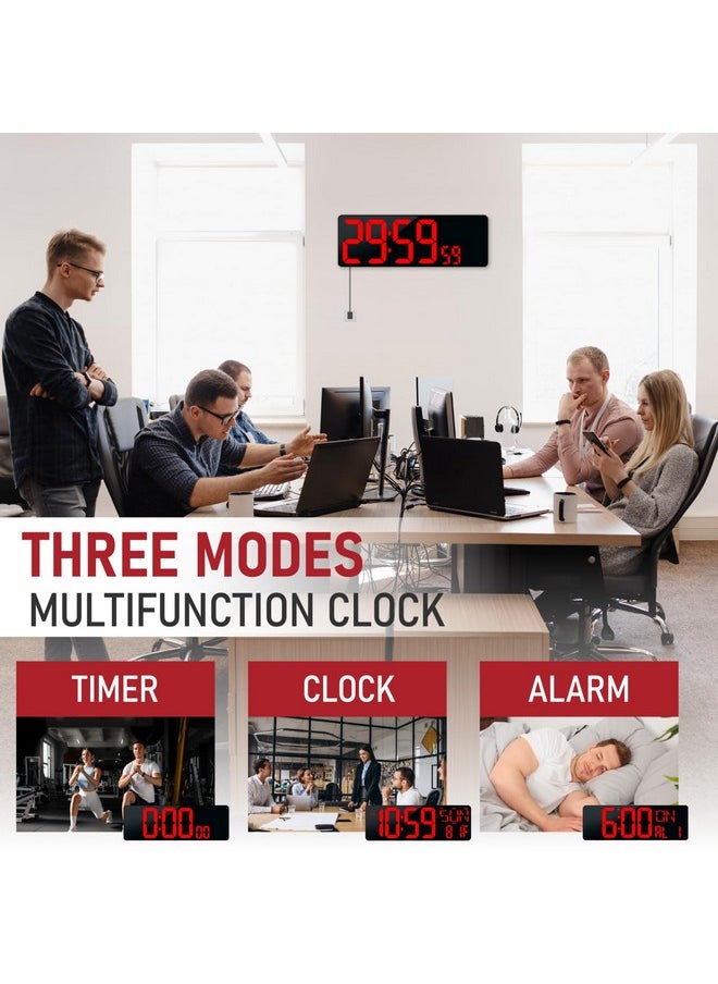 17.2'' Bluetooth Large Led Digital Wall Clock, Large Display Date And Temperature,Count Up/Down Timer Clock With Remote Control, Adjustable Brightness Alarm Clock For Home, Office, Gym, Elderly