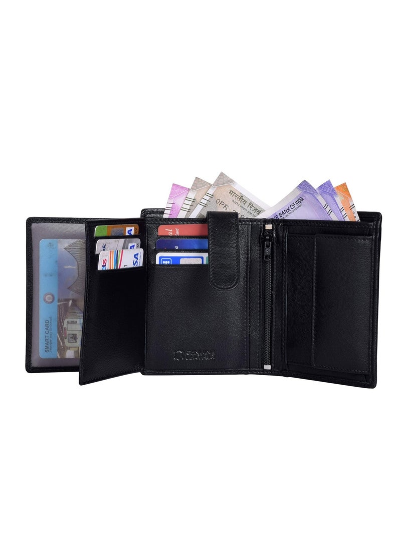 URBAN FOREST Toronto Black Leather Wallet and Pen Combo for Men