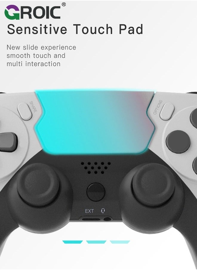 Wireless Controller for PS4, White Custom Design, 600mAh Battery and 3.5mm Audio Jack, V2 Gamepad Joystick Compatible with PS4/Slim/Pro Windows PC