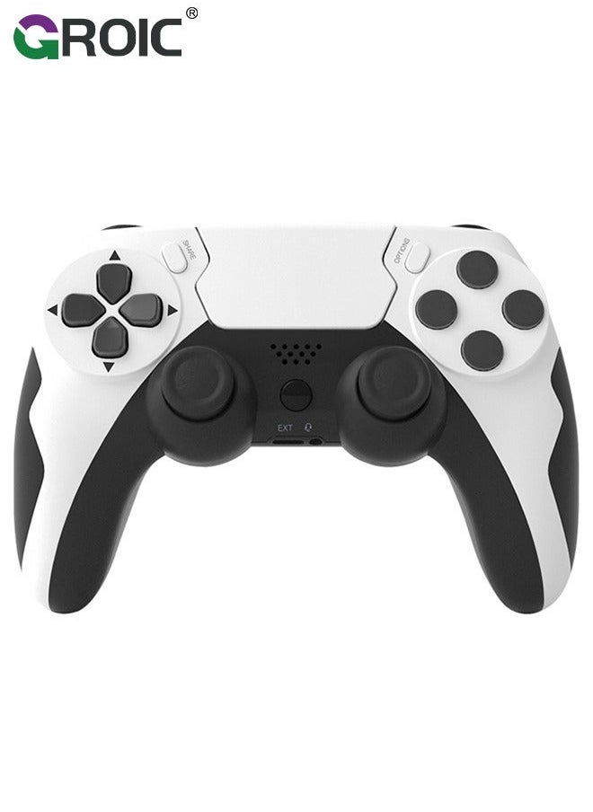 Wireless Controller for PS4, White Custom Design, 600mAh Battery and 3.5mm Audio Jack, V2 Gamepad Joystick Compatible with PS4/Slim/Pro Windows PC