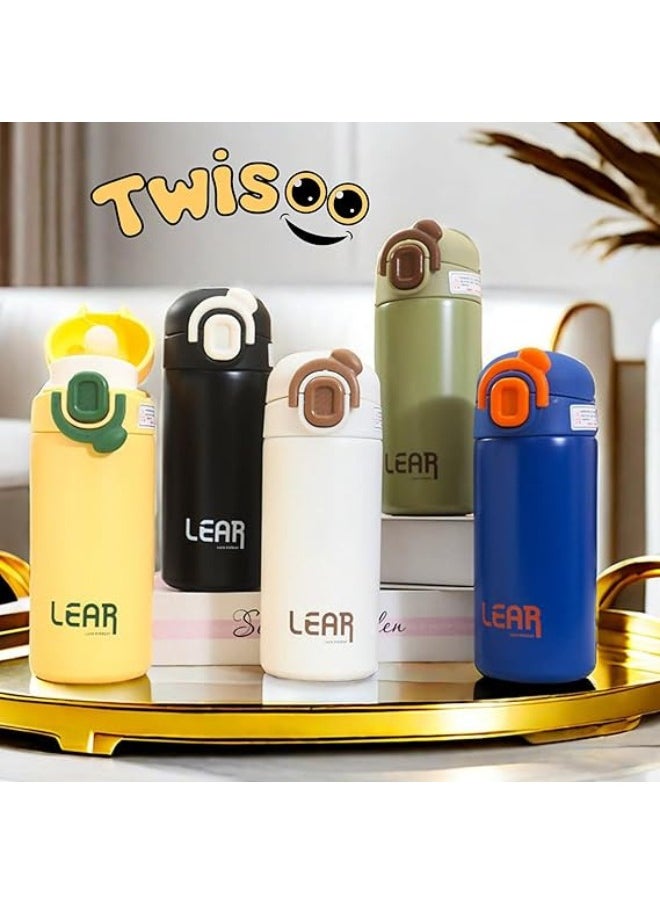 Twisoo Double Wall Vacuum Insulated Water Bottle, Stainless Steel, Leak Proof, 12 Hours Hot & Cold, 500ml, Yellow