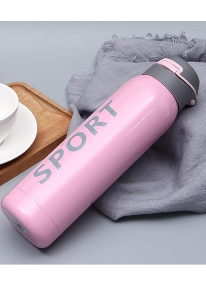 Twisoo Stainless Steel Sports Water Bottle – Vacuum Insulated & Leak Proof (500ml, Pink)