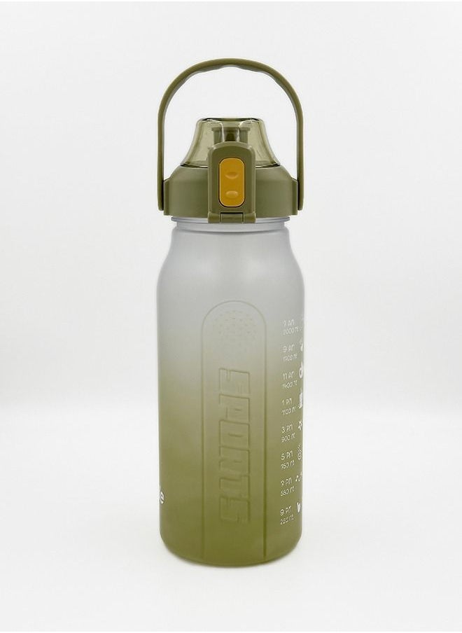 Water Bottle 2L with Straw, Time Marker, Leak Proof Large Capacity for Gym Fitness Sports