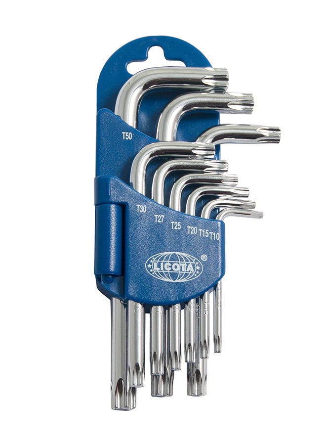 9-Piece Torx Key Wrench Set Silver/Blue 21.5X10X3.5cm