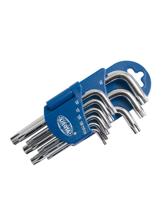 9-Piece Torx Key Wrench Set Silver/Blue 21.5X10X3.5cm