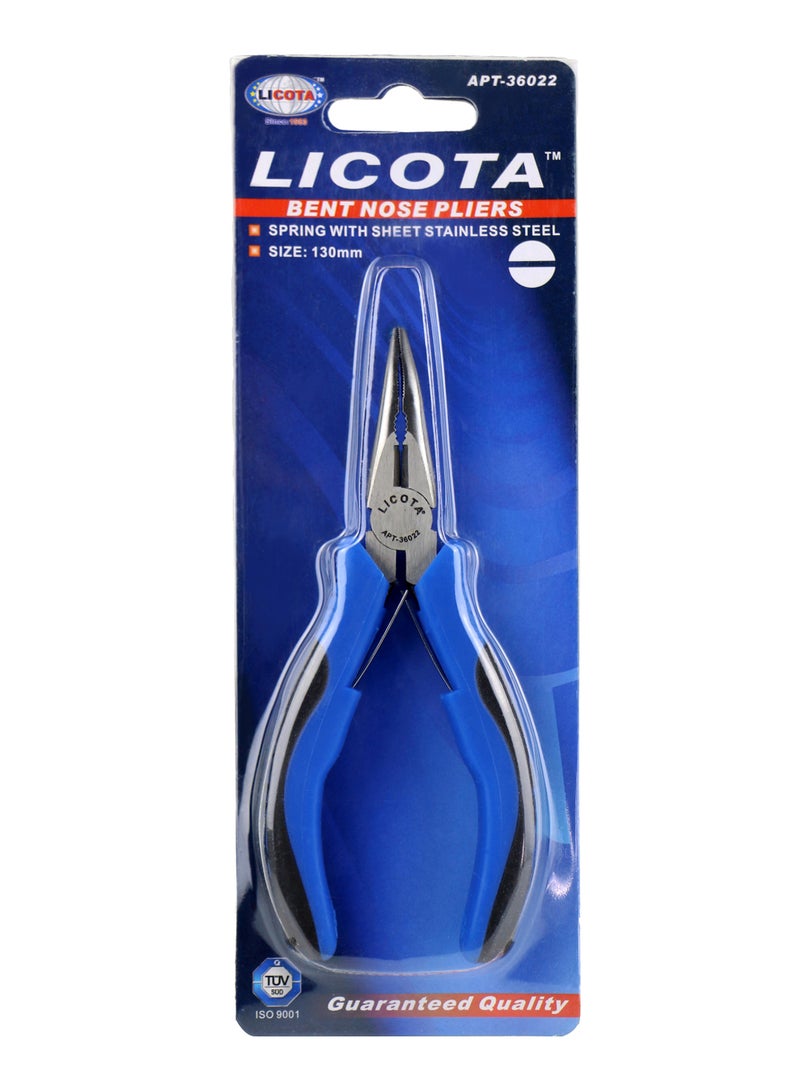 Long Nosed Bent Plier Black/Blue/Silver 130mm