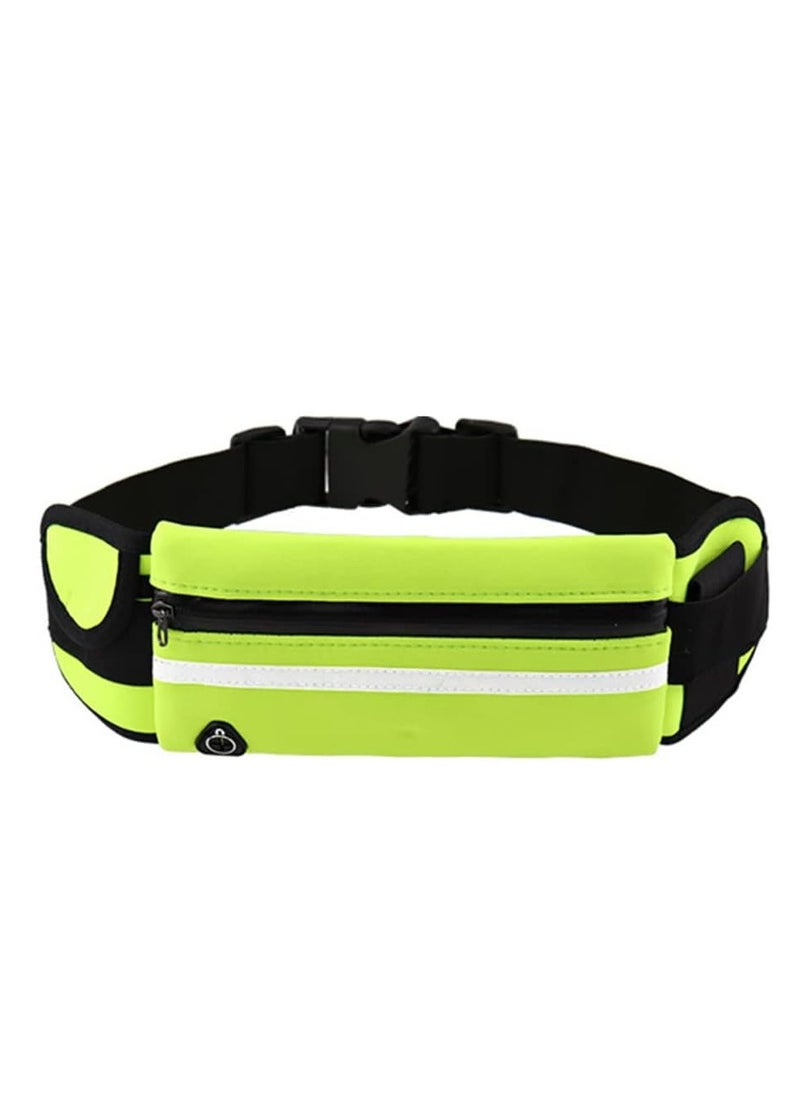 Waterproof Running Belt, Sports Waist Bag with Multiple Storage Compartments 6 Inch Phone Holder Durable Non Slip Design for Outdoor Exercise Gym Diving Swimming and Fitness (Green)