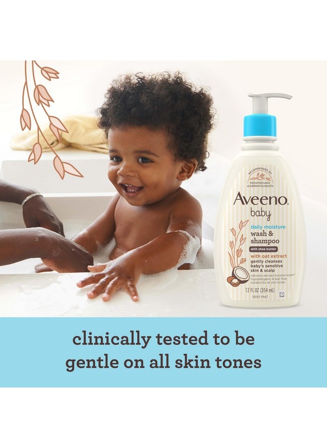 Daily Moisturizing 2-In-1 Wash & Shampoo, Baby Body Wash & Shampoo With Shea Butter & Oat Extract Gently Cleanses Baby'S Sensitive Skin & Scalp, Gentle Coconut Scent, 12 Fl. Oz