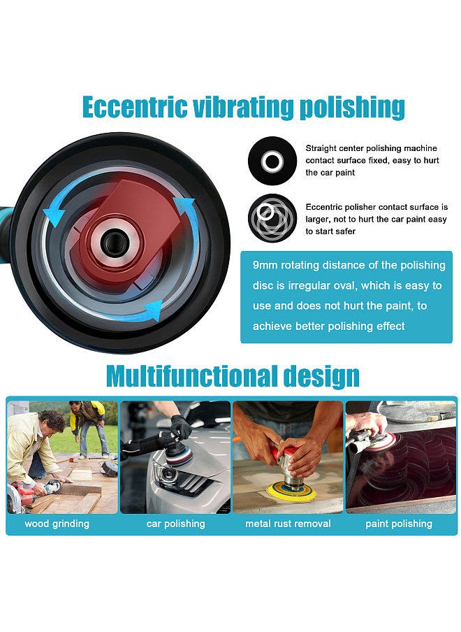 Cordless Eccentric Car Polisher 8 Gears of Speeds Adjustable Electric Auto Polishing Machine Multifunctional Metal Waxing Wood Grinding Rust Removal Machine