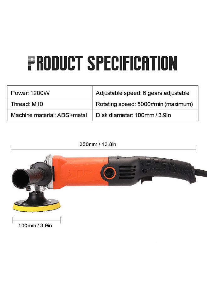 1200W 220V Adjustable Speed Car Electric Polisher Waxing Machine Automobile Furniture Polishing Tool