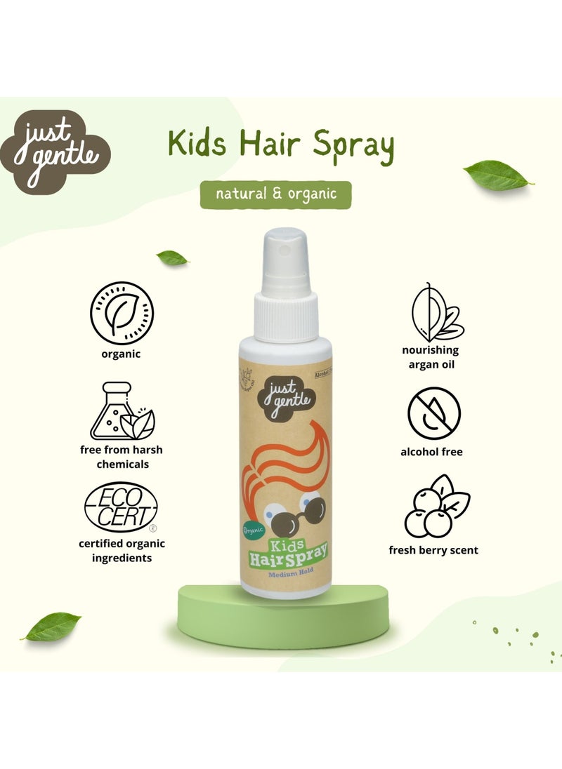 Just Gentle Kids Organic Hair Spray Berry - Alcohol-Free, Paraben-Free, Enriched with Organic Argan Oil, 100ml