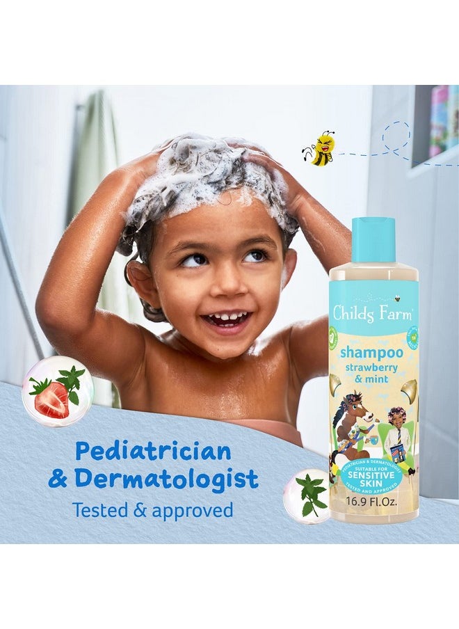 , Kids Shampoo For Dry, Sensitive, Eczema-Prone Skin & Scalp, Strawberry & Organic Mint, Detangles & Nourishes, Vegan, Cruelty-Free, 16.9 Fl Oz