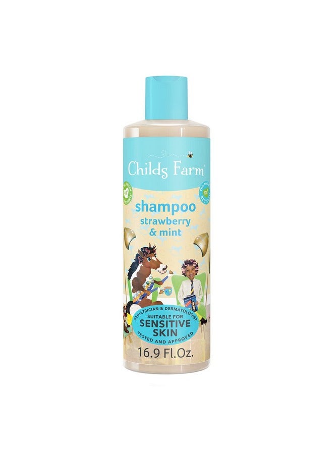 , Kids Shampoo For Dry, Sensitive, Eczema-Prone Skin & Scalp, Strawberry & Organic Mint, Detangles & Nourishes, Vegan, Cruelty-Free, 16.9 Fl Oz
