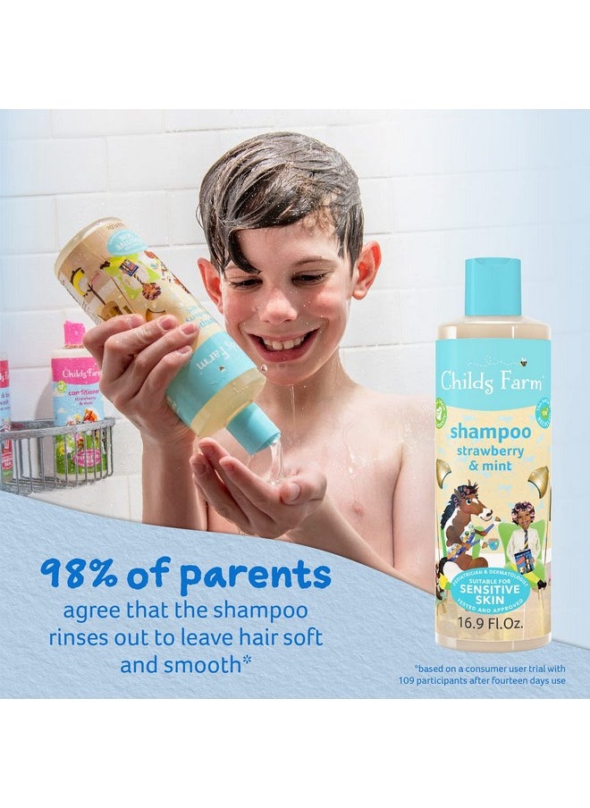 , Kids Shampoo For Dry, Sensitive, Eczema-Prone Skin & Scalp, Strawberry & Organic Mint, Detangles & Nourishes, Vegan, Cruelty-Free, 16.9 Fl Oz
