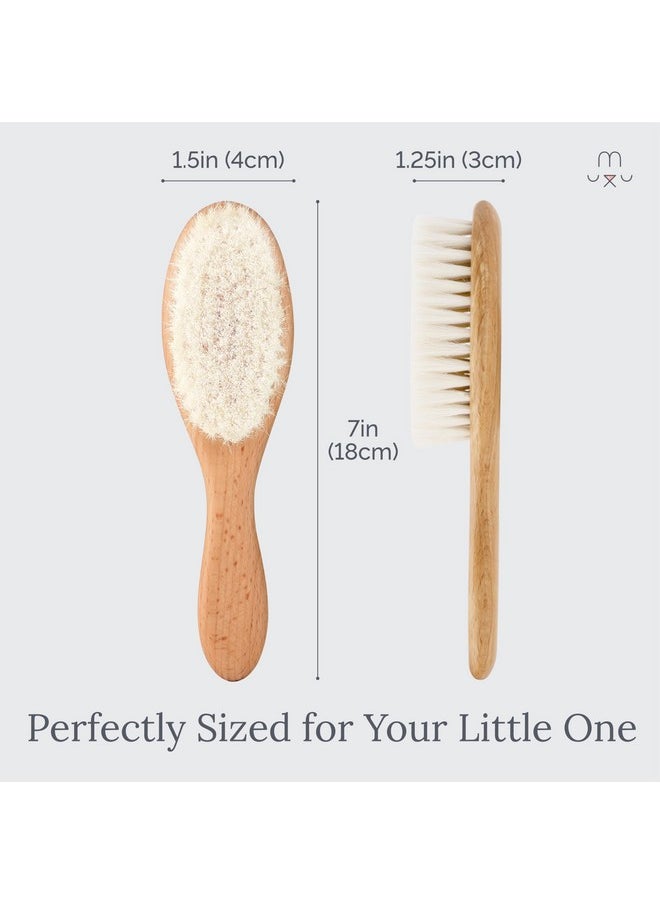 Baby Hair Brush And Comb Set For Newborns - Wooden Baby Hair Brush And Comb Set - Soft Bristle Hair Brush As Baby Registry Gift Set - Toddler Cradle Cap Brush - Baby Comb & Baby Brush Wooden