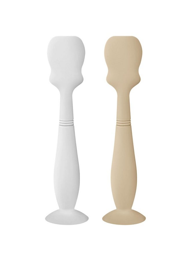 2 Pack Baby Diaper Cream Brush, Diaper Cream Spatula Applicator Silicone Baby Butt Paste Spatula For Babies, Newborn (Sand, White)