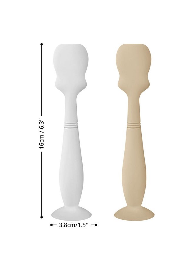 2 Pack Baby Diaper Cream Brush, Diaper Cream Spatula Applicator Silicone Baby Butt Paste Spatula For Babies, Newborn (Sand, White)